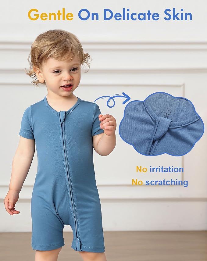 JunNeng Short Sleeve Romper, Rayon from Bamboo Baby Boy Sleeper Jumpsuit - Image 3
