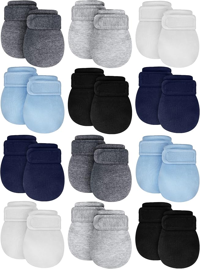 Newcotte 12 Pairs Adjustable Preemie Baby Mittens | No Scratch Newborn Cotton by Newcotte