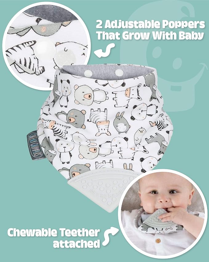 Cheeky Chompers Neckerchew Teething Bib, 2-in-1 Bandana Style Bib w/Food Grade - Image 2