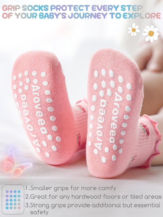 Baby Toddler Girls Socks Grip Ruffle Non Slip Kids Cotton 12 Pack Socks | - Image 4