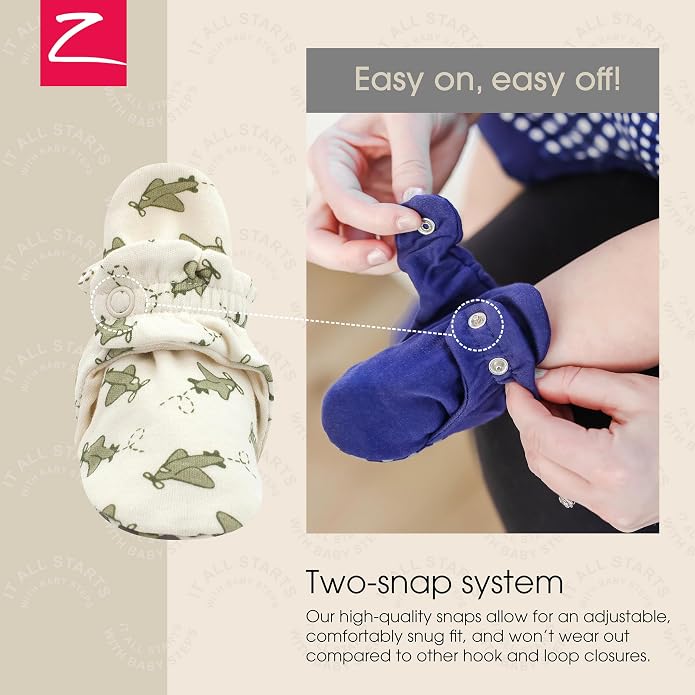 Zutano Unisex Organic Cotton Baby Booties, Stay-On and Non-Slip, Newborn to - Image 3