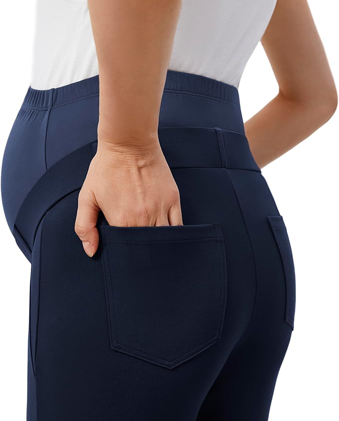 AFITNE Maternity Pants for Work Over The Belly Straight Leg Dress Slacks Strethy Pregnancy Office Casual Yoga Pants