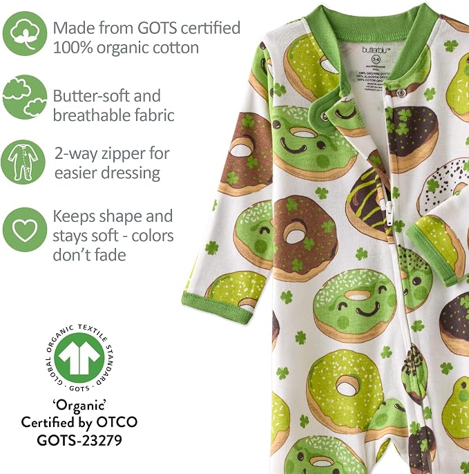 Butterblu Scout Sleep & Play 100% Organic Cotton Footed Zip Front PJs | GOTS - Image 5