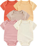 Baby Bodysuits Ribbed Mix Summer Newborn Boy Girl Clothes 5-pack | Multiple by ZAVBABY