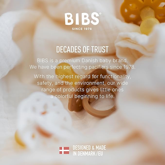 BIBS Boheme BPA-Free Pacifier Set for 0–6 Months | Natural Latex Round Teats | Soft Rubber Infant Soothers | 4-Pack | Made in Denmark | Ivory