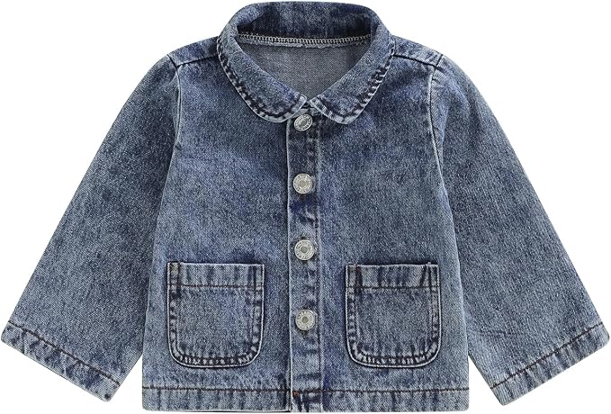 Thorn Tree Girls Denim Jacket Turn Down Collar Outerwear Long Sleeve Button by ThornTree