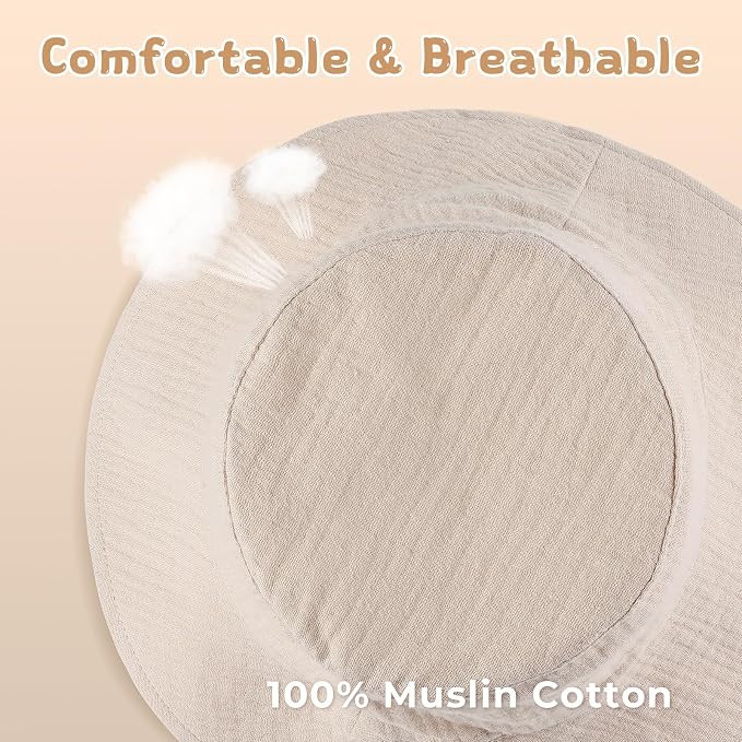 Leotruny Cotton Baby Sun Hat: Muslin Adjustable Bucket Hat - Image 2