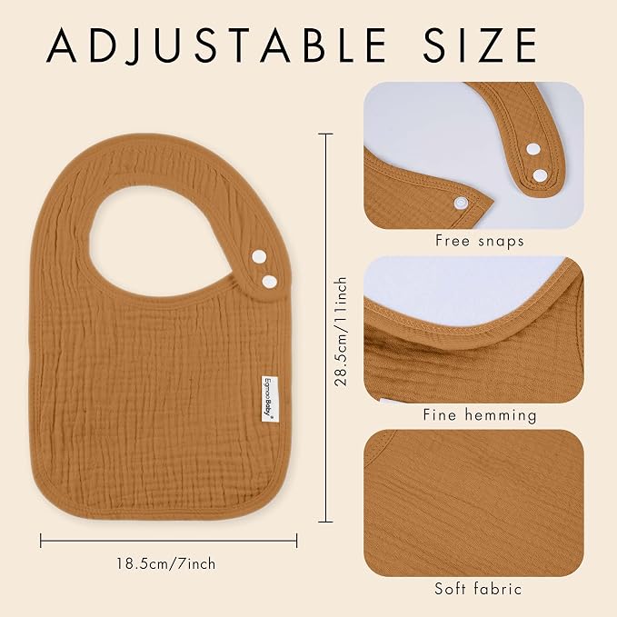 Muslin Baby Bibs for Drooling and Teething, Bibs for Boys Girls | Soft Cotton - Image 6