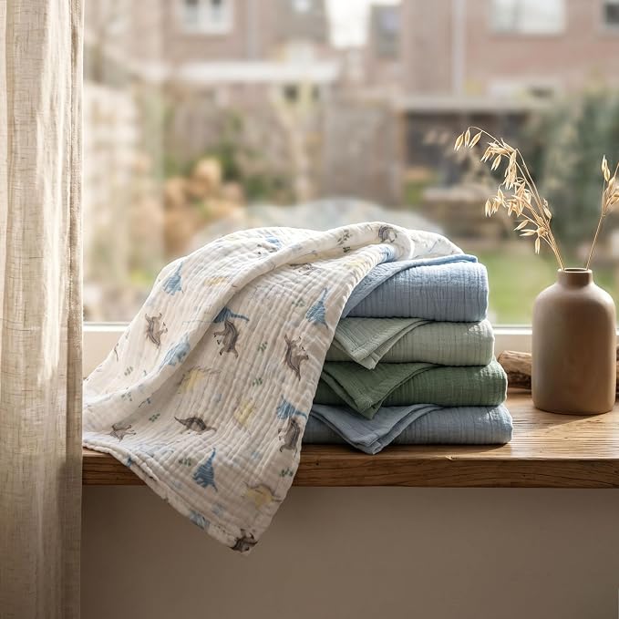 Muslin Receiving Blankets 5 Pack, Soft Swaddle Wraps - Image 7