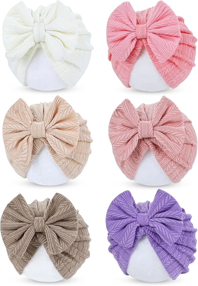 Cinaci 6 Pack Nursery Hospital Caps Bonnets Beanies Headwraps Turban Hats by Cinaci