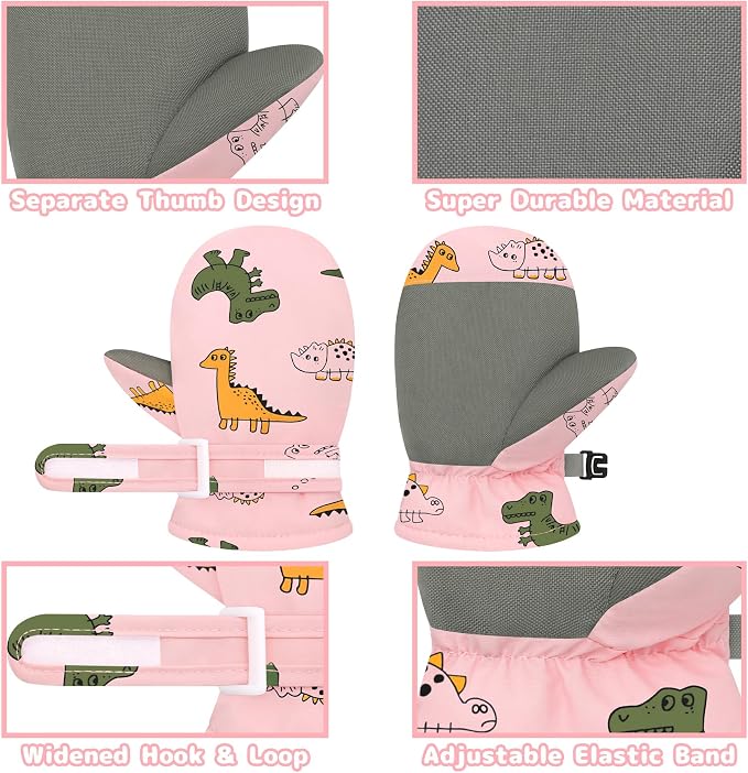 Olreco Baby Toddler Mittens Waterproof Infant Baby Winter Mittens Toddler Snow - Image 5
