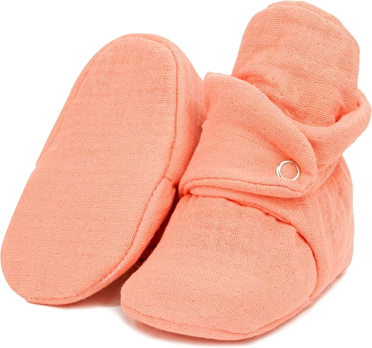 Ella Bonna Baby Booties Organic Cotton Muslin Newborn Baby Slippers Baby Boy by EllaBonna
