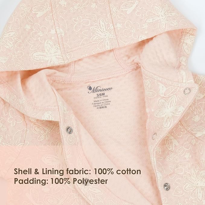 Baby Girl Jacket 0-12M, 100% Cotton Lightweight Comfortable Infant Jacket - Image 4
