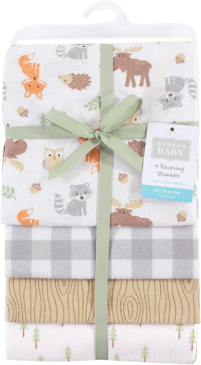 Hudson Baby Unisex Baby Cotton Flannel Receiving Blankets, One Size - Image 2
