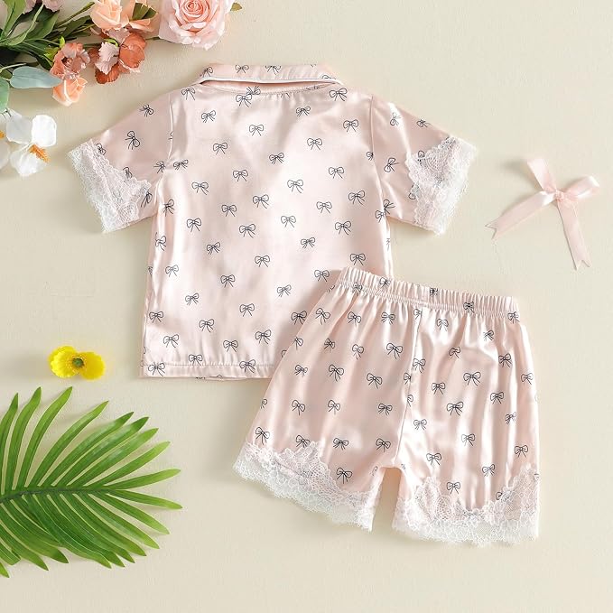 Kuriozud Toddler Baby Girl Pajamas Set Summer Floral Short Sleeve Button Down - Image 7