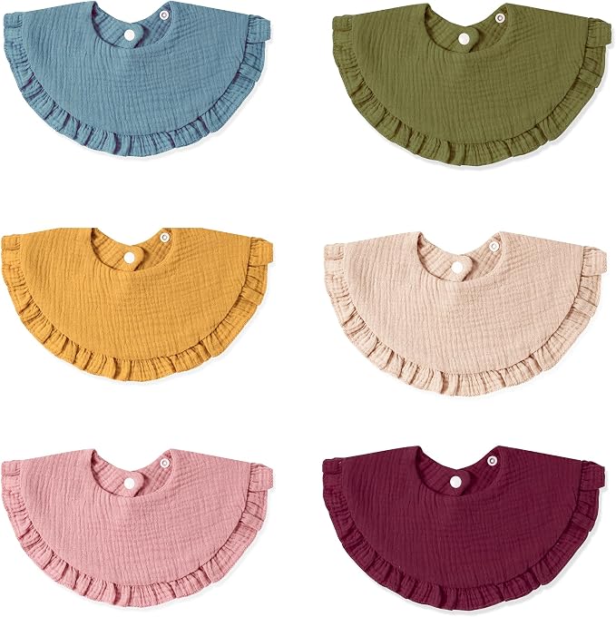 Baby Cotton Muslin Ruffled Bibs-Set of 6 - Image 6
