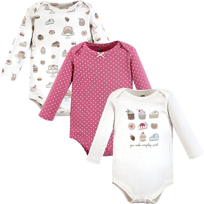 Hudson Baby Baby Girls' Cotton Long-sleeve Bodysuits 3-pack - Image 2