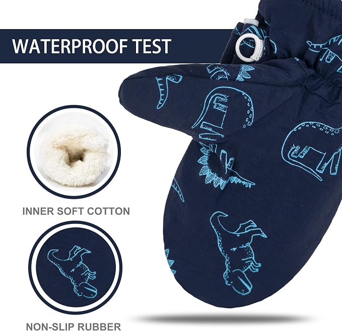 Toddler Mittens Lined Fleece Snow Gloves - Image 2