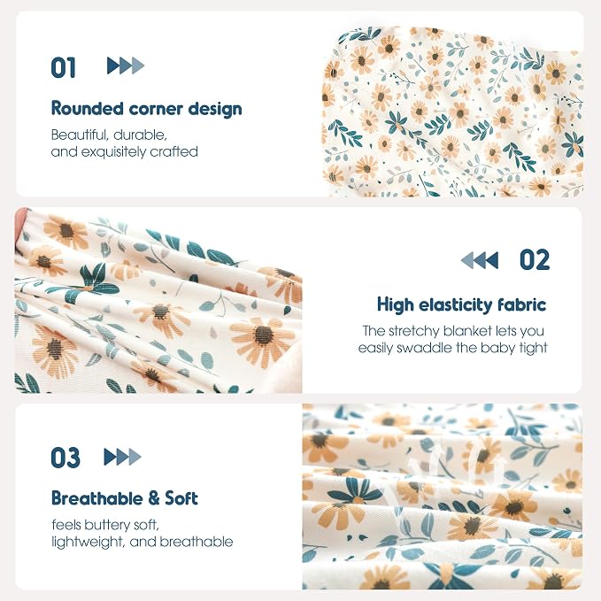 2-Pack Ultra Soft Stretchy Jersey Knit Baby Swaddle Blankets, 33x44 | Snug - Image 5