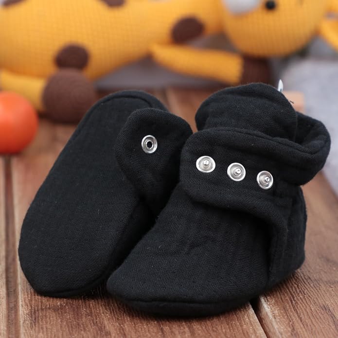 Ella Bonna Baby Booties Organic Cotton Muslin Newborn Baby Slippers Baby Boy - Image 5