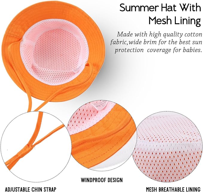 JANGANNSA Cotton Baby Sun Hat Infant Toddler Boys Girls Bucket Hats Summer Sun - Image 4