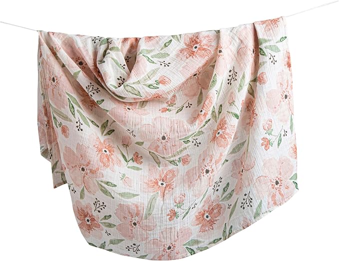 Crane Baby 100% Cotton Muslin Swaddle Blankets, Parker Pink Floral, Baby Blanket - Image 2