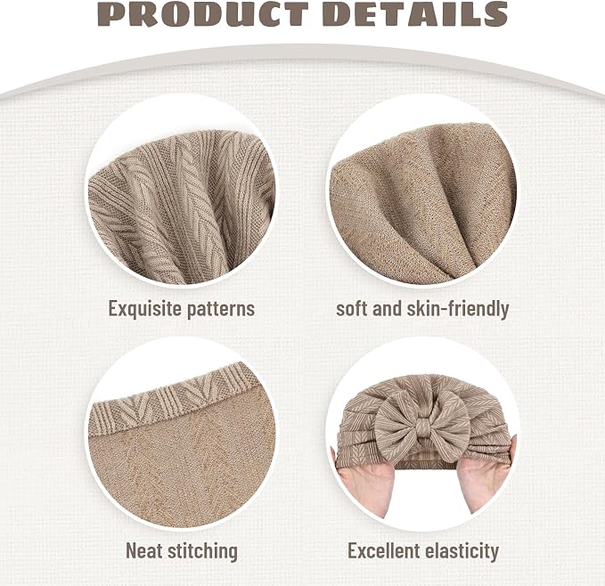 Cinaci 4 Pieces Baby Girls Turban Hats - Image 3