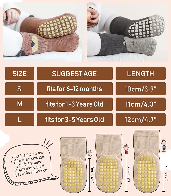 LANLEO Baby Toddler Socks with Grips Baby Toddlers Girls Boys Non Slip Grip - Image 6