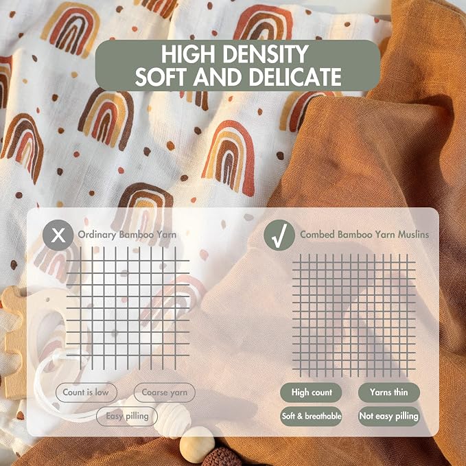 GLLQUEN BABY Receiving Blankets Muslin Swaddle Blanket - Image 3