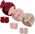 BQUBO Newborn Girls Hats Baby Hat and Mittens Set Infant Caps Bow Hospital by DRESHOW