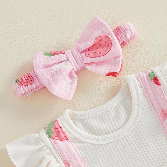 YINGISFITM Newborn Baby Girl Summer Clothes Short Sleeve Bubble Romper Bow - Image 7