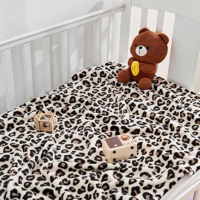 Yurhap Leopard Print Baby Blanket Fleece Baby Blankets - Image 2