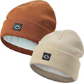 MaxNova 2 Pack Baby Beanie Fleece Lined Knit Toddler Hat for Girls Boys 0-8 Years