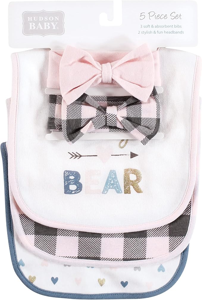 Hudson Baby Unisex Baby Cotton Bib and Headband Set - Image 2