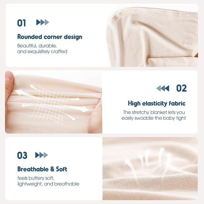 2 Pack Newborn Swaddle Blanket, Ultra Soft Stretchy Jersey Knit Extra Large - Image 5