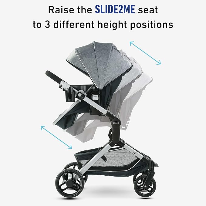 Graco Modes Nest Travel System, 3-in1 Modular Carseat Stroller Combo, Adjustable Slide2Me Infant Car Seat Carrier to Toddler Stroller, Includes the SnugRide DLX Infant Car Seat, Norah