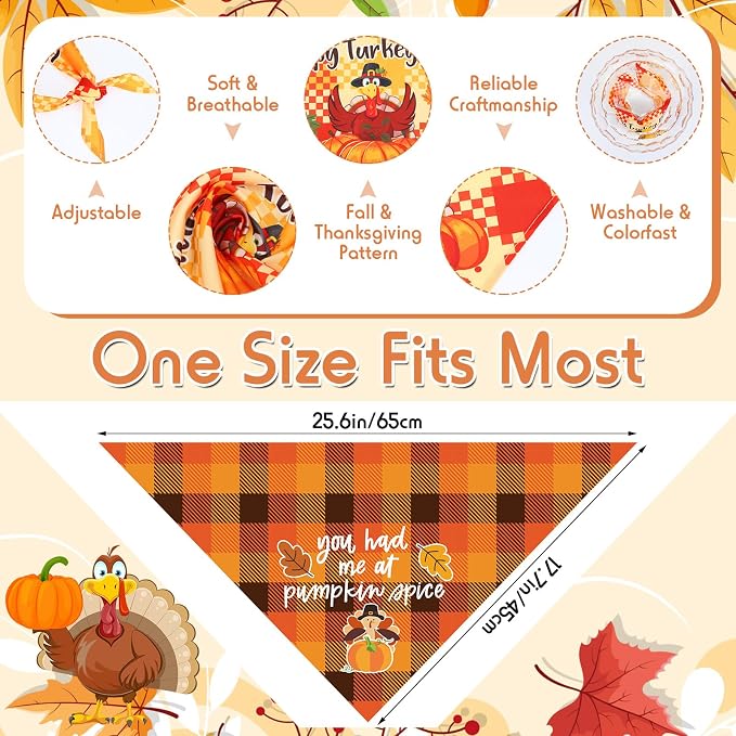 Preboun 200 Pcs Fall Dog Bandana Thanksgiving Bib Small Medium Pet - Image 3