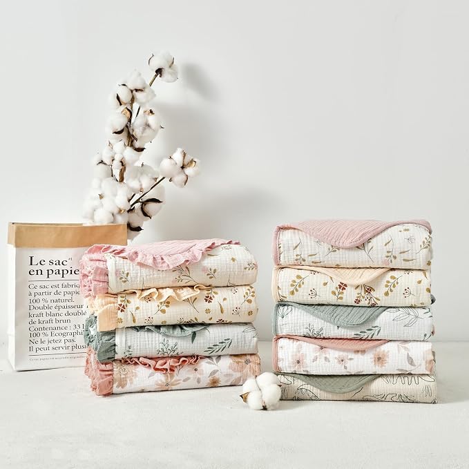 CREVENT 40''X40'' 100% Organic Cotton Muslin Baby Blanket - Image 5