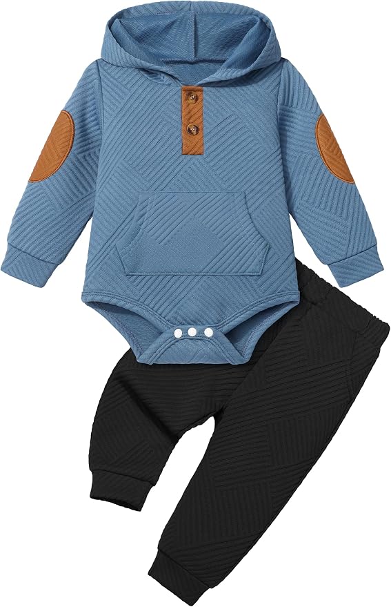 Fommy Baby Boy Clothes Colorblocked Long Sleeve Hoodie + Long Pants 2PCS Fall by Fommy