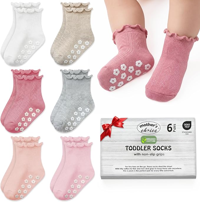 Organic Cotton Blend Ruffle Toddler Socks 6M-12M-2t-3t-4t-5t Gift by MothersChoice