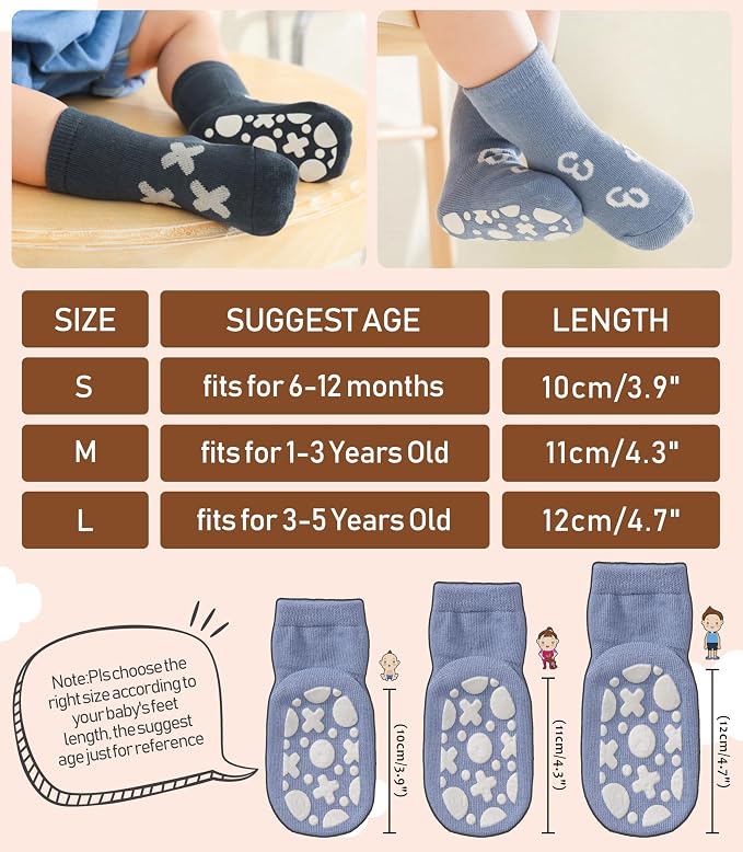 LANLEO Baby Toddler Socks with Grips Baby Toddlers Girls Boys Non Slip Grip - Image 6