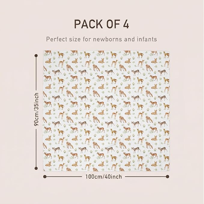 GLLQUEN BABY Muslin Swaddle Blankets 4Pk Receiving Blanket Large 35" x 40" | - Image 6