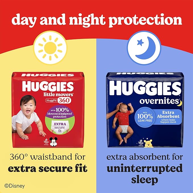 Huggies Size 7 Baby Diapers, Little Movers HuggFit 360° Baby Diapers with 360° Waistband, Size 7 (41+ lbs), 88 Count (2 Packs of 44), Packaging May Vary
