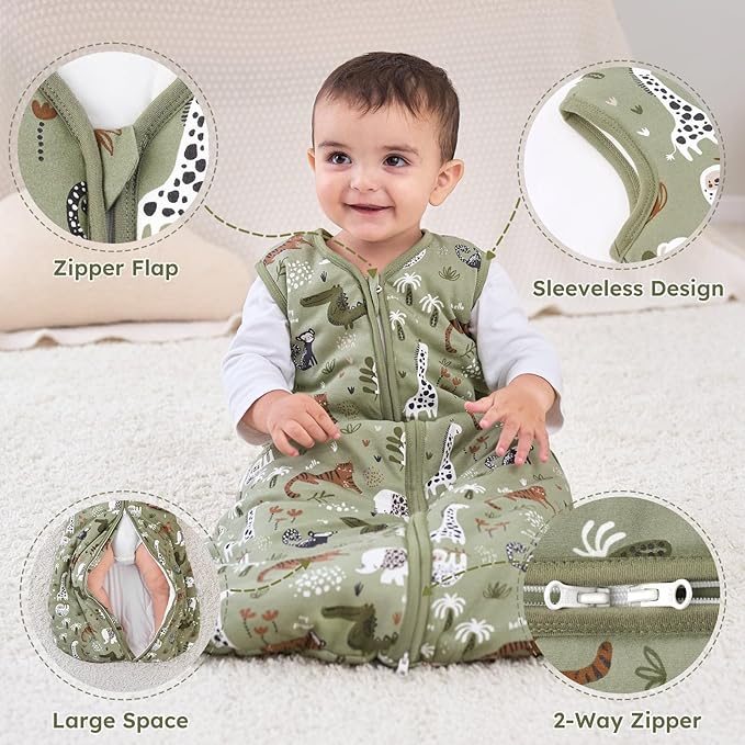 Yoofoss Baby Sleep Sack 12-18 Months, TOG 2.5 Baby Wearable Blanket with 2-Way Zipper, 100% Organic Cotton Fabric Winter Newborn Sleeping sack, Warm Soft Comfy(Large)