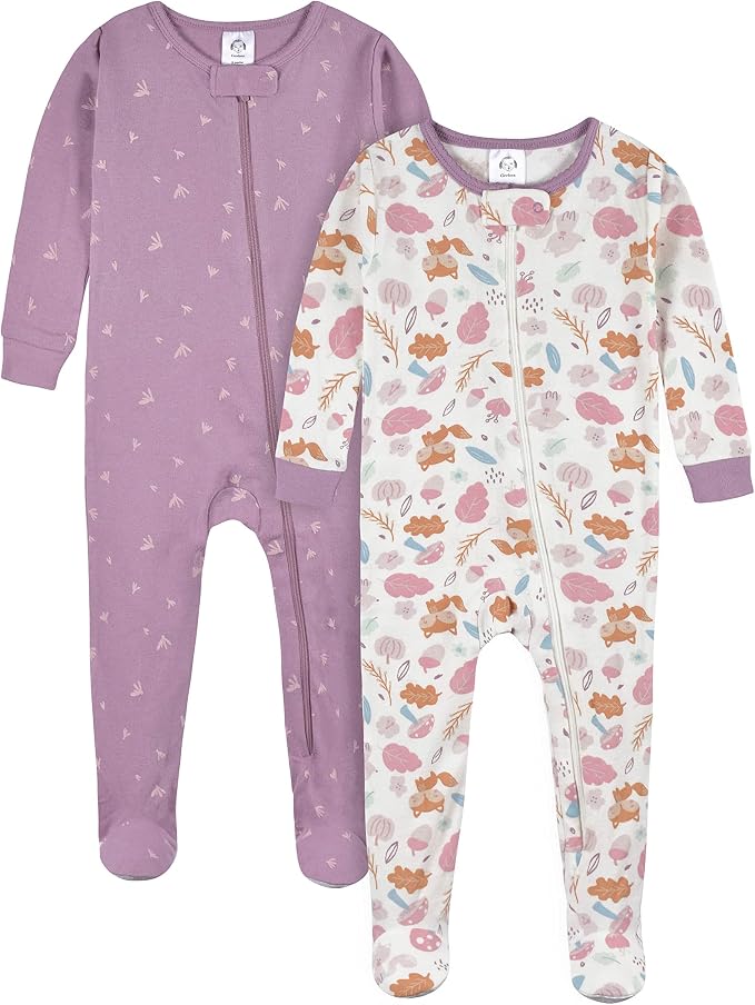 Gerber Baby Girls 2-Pack Footed Pajamas by Gerber