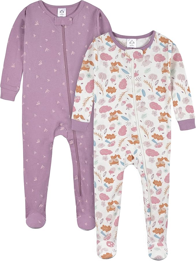 Gerber Baby Girls 4-pack Footed Pajamas - Image 5