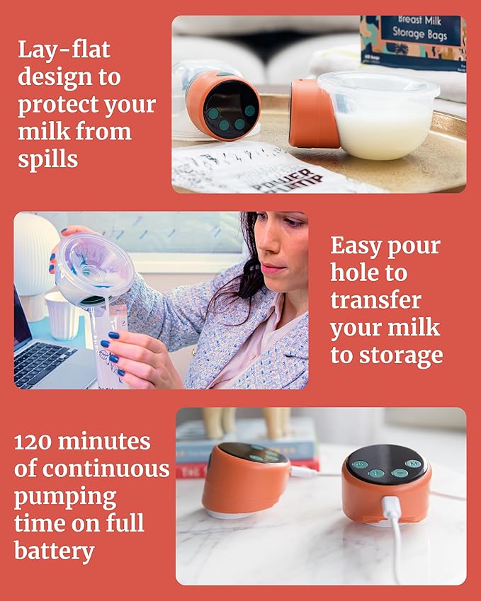 Hands-Free Breast Pump - Wearable, Portable & Wireless - Extractor de Leche Materna Electrico, Saca Leche Manos Libres - Silicone Flange 24mm - Double
