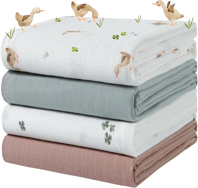 POMISO Muslin Swaddle Blankets for Boys & Girls, Newborn Receiving Blankets by POMISO