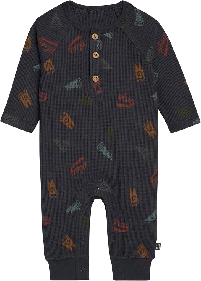 Modern Moments by Gerber Baby Henley Waffle Knit Romper by ModernMomentsbyGerber