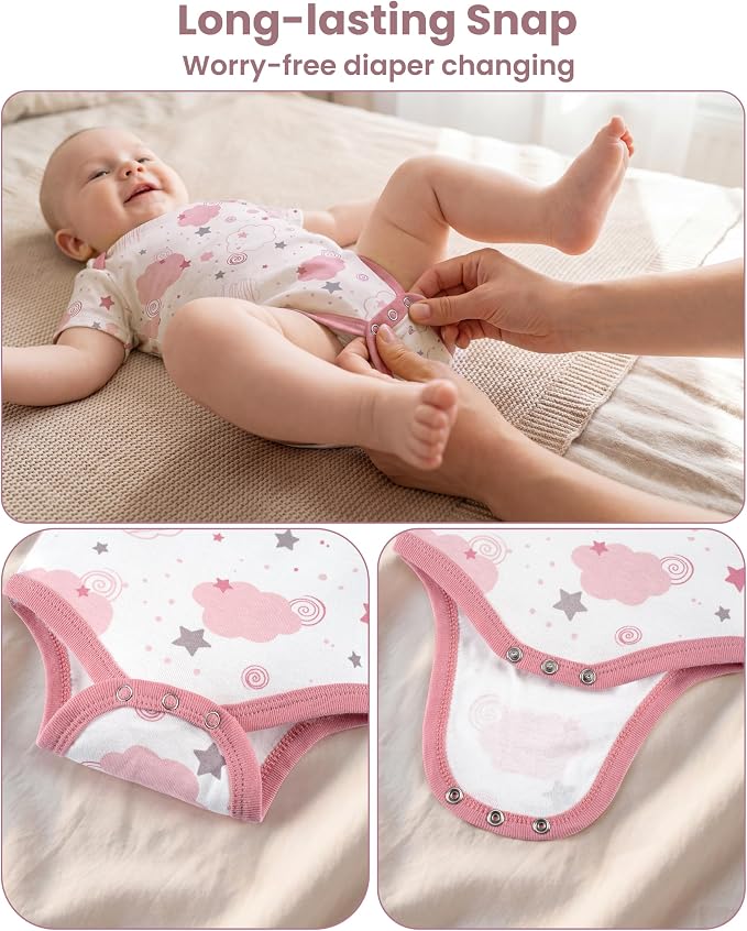 Baby Bodysuits Newborn 100% Cotton, Soft Short Sleeve Toddler Infant Cute Body - Image 6